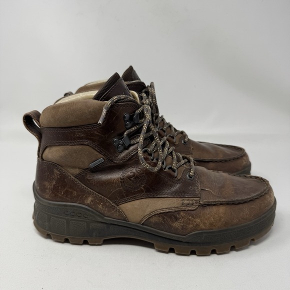 Ecco Mens Track 25 Boot SZ EU44 US10 Brown Leather Goretex Waterproof Hike Work‎